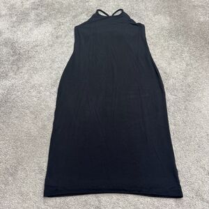 Athleta Halter Racerback Maxi Dress Womens Medium Petite Black Adjustable Strap